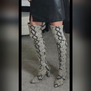 Snakeskin Over-the-Knee Boots